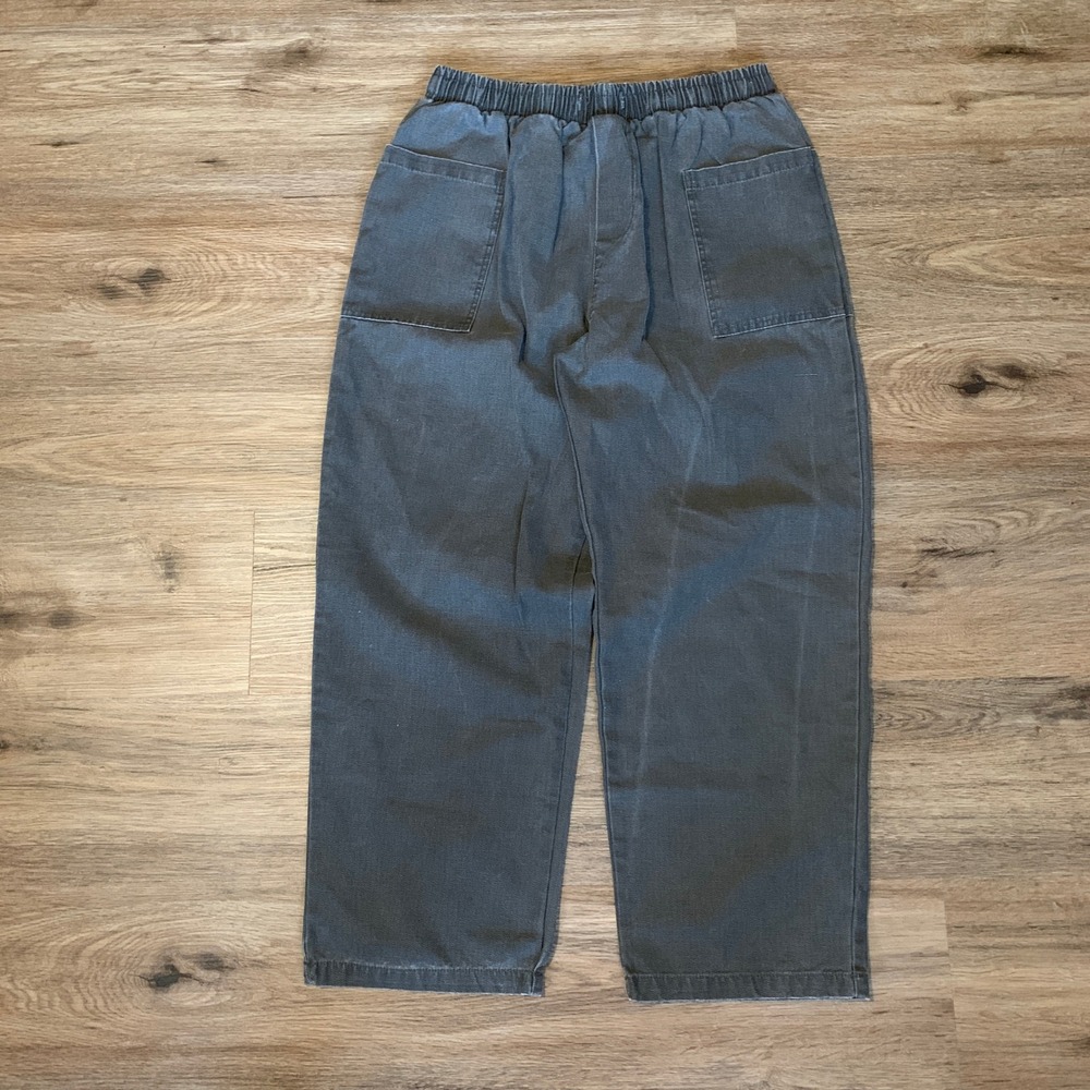 Kidoriman Mens XXL Charcoal Grey Elastic Waist Cotton Wide Leg Casual Pants